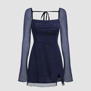 Cider Navy Sparkle Long Sleeve Mini Dress